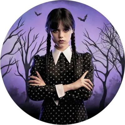 Wednesday – Addams s copy a netopýry – jedlý papír na dort
