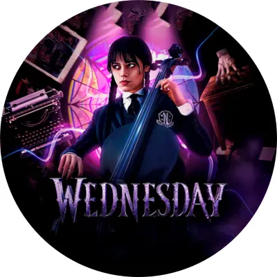 Wednesday – violoncello, psací stroj a Věc – jedlý papír na dort