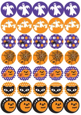 Halloween – duchové, kočka a dýně na kolečkách – jedlá kolečka na cupcakes