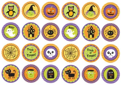 Halloween – medailonky s puntíky a vlnovkami – jedlá kolečka na cupcakes