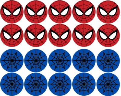 Spiderman – Symboly – jedlá kolečka na cupcakes