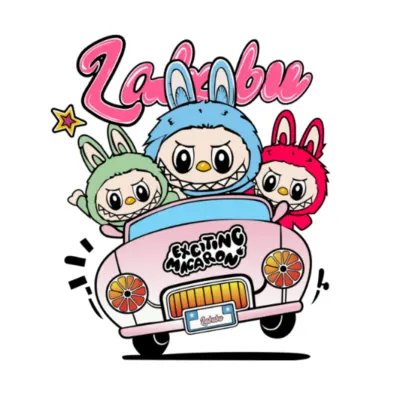Labubu Autíčko – jedlý papír na dort