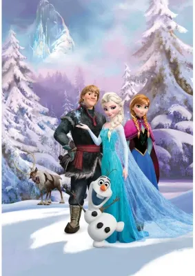 Frozen – Elsa a přátelé před horským palácem – obdélníkový jedlý papír na dort