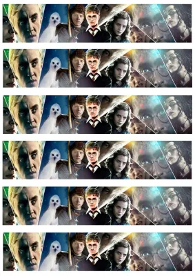 Harry Potter – pruhy s filmovou koláží a Malfoy – obdélníkový jedlý papír na dort