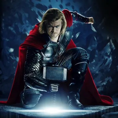 Avengers – Thor v podřepu s kladivem o zem – jedlý papír na dort