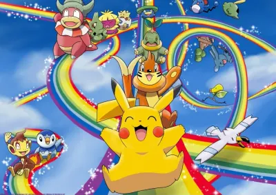 Pokémon – Pikachu a přátelé na duze – obdélníkový jedlý papír na dort