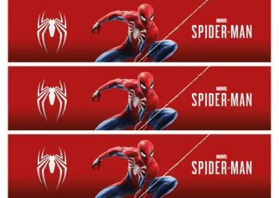 Spiderman – červené pruhy s logem Marvel – obdélníkový jedlý papír na dort