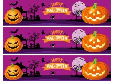 Halloween – dýně, strašidelný dům a měsíc – obdélníkový jedlý papír na dort