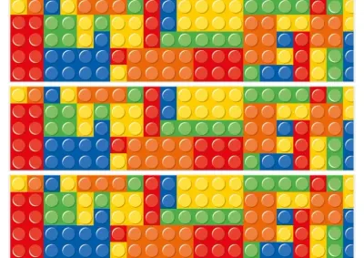 LEGO – barevné pruhy z kostiček – obdélníkový jedlý papír na dort