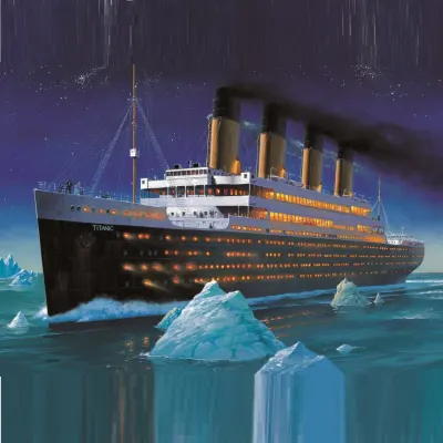 Loď – Titanic – tvar čtverec – jedlý papír na dort