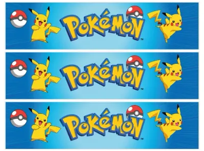 Pokémon – pásy s Pikachu a Pokébally – obdélníkový jedlý papír na dort