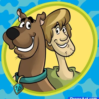 Scooby Doo – Scooby a Shaggy ve žlutém oválu – jedlý papír na dort