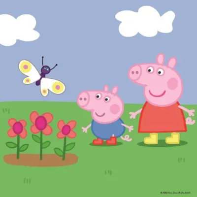 Prasátko Peppa – Peppa a Tomík na paloučku – obdélníkový jedlý papír na dort