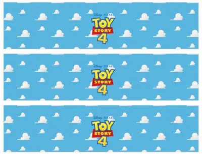 Toy Story – pásy s mráčky a logem Toy Story 4 – obdélníkový jedlý papír na dort