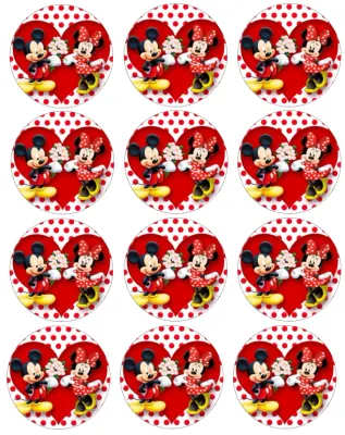 Mickey a Minnie – Mickey s kyticí a srdce – jedlá kolečka na cupcakes