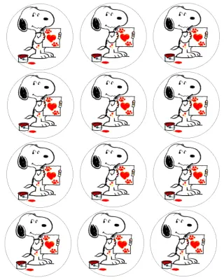 Zamilovaný Snoopy – jedlá kolečka na cupcakes