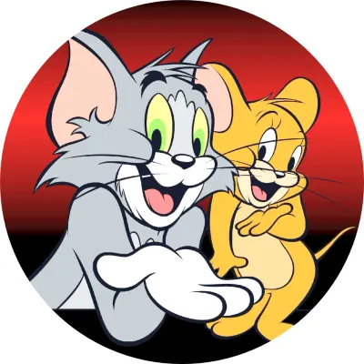 Tom a Jerry – na červeno-černém pozadí – jedlý papír na dort