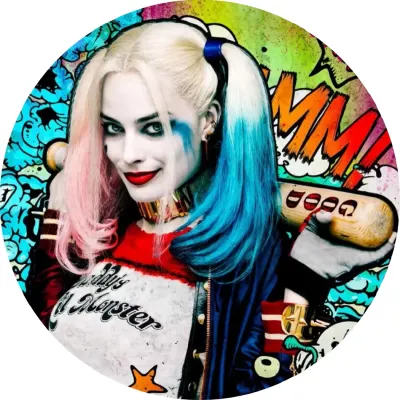 Harley Quinn – s pálkou a graffiti nápisem – jedlý papír na dort