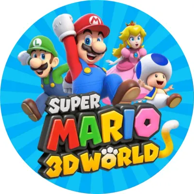Super Mario – skákající hrdinové na modrém pozadí – jedlý papír na dort