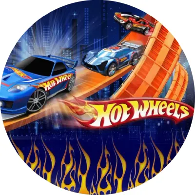 Hot Wheels – Auta na dráze u nočního města – jedlý papír na dort