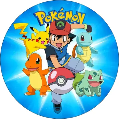Pokémon – Ash s pokéballem a startéři – jedlý papír na dort