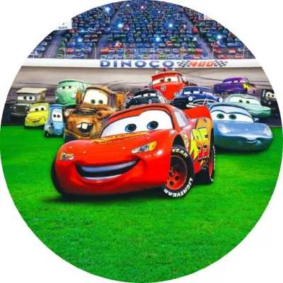 Cars – McQueen, Burák a Sally u tribun – jedlý papír na dort