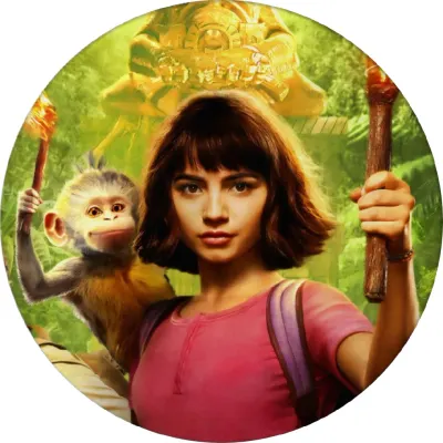 Dora – s opičkou a pochodněmi v džungli – jedlý papír na dort