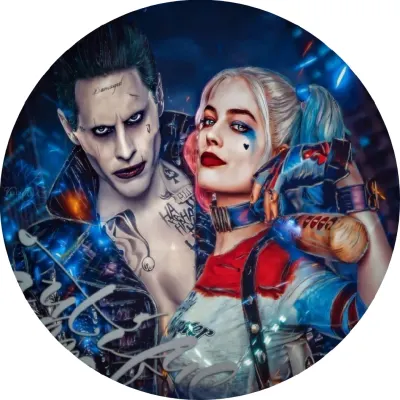Harley Quinn – a Joker v modrém osvětlení – jedlý papír na dort
