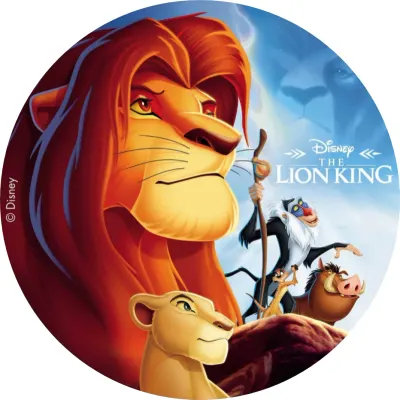 Lví král – Simba s přáteli a Mufasa na nebi – jedlý papír na dort