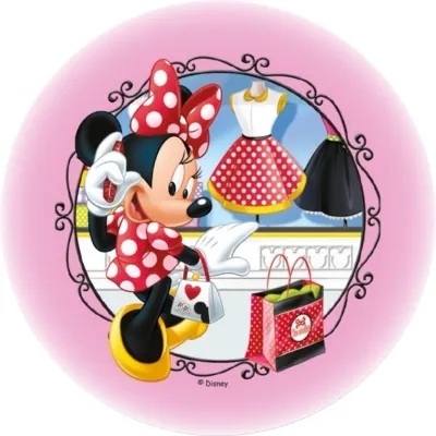 Minnie – nákupy před výlohou butiku – jedlý papír na dort
