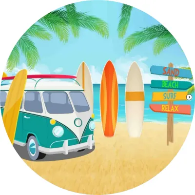 Pláž – Surf – jedlý papír na dort
