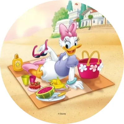 Daisy – na pláži u moře s ovocem – jedlý papír na dort