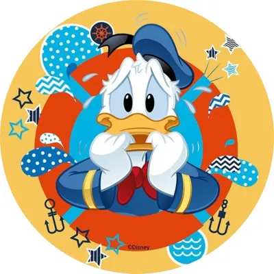 Kačer Donald – vystrašený se záchranným kruhem – jedlý papír na dort