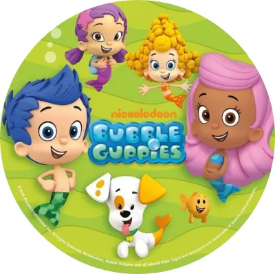 Bubble Guppies – kamarádi a zelené pozadí – jedlý papír na dort
