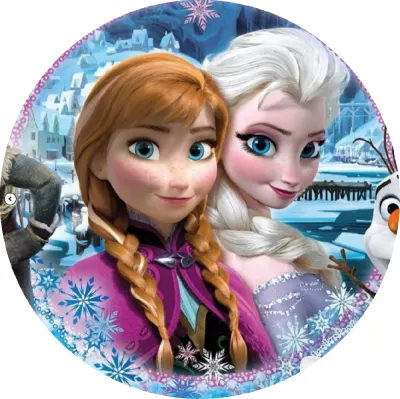 Frozen – sestry s Olafem před hradem Arendelle – jedlý papír na dort
