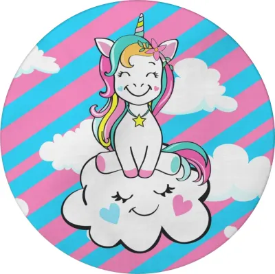 Jednorožec – Unicorn: Sedící na spícím obláčku – jedlý papír na dort