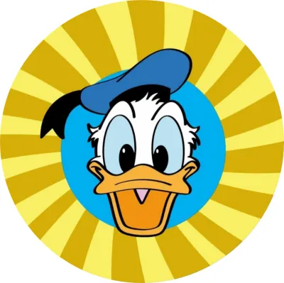 Kačer Donald – hlava a žluté paprsky – jedlý papír na dort