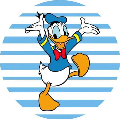 Kačer Donald – veselý na pruhovaném pozadí – jedlý papír na dort