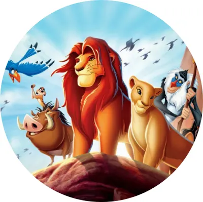 Lví král – Simba, Nala a ptáci na modrém nebi – jedlý papír na dort