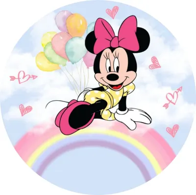 Minnie – na duze s pastelovými balónky – jedlý papír na dort