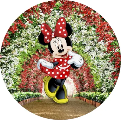 Minnie – v květinovém oblouku – jedlý papír na dort