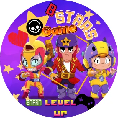 Brawl Stars – bojovníci a nápis START – jedlý papír na dort