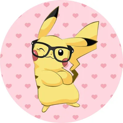 Pokémon – Pikachu s brýlemi a srdíčky – jedlý papír na dort
