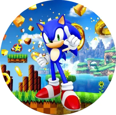 Sonic – Green Hill Zone a pixelový svět – jedlý papír na dort