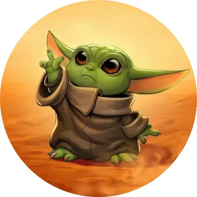 Star Wars – Grogu v písku používající Sílu – jedlý papír na dort