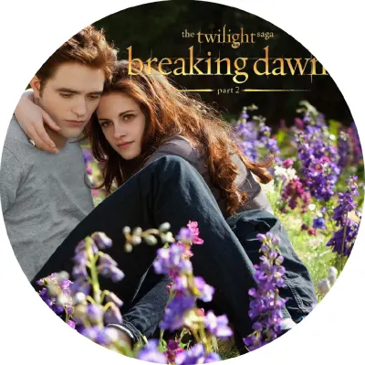 Stmívání – Edward a Bella na louce s logem – jedlý papír na dort