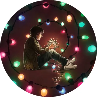Stranger Things – postava se spirálou žárovek – jedlý papír na dort