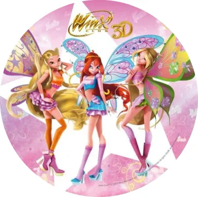 Winx – Bloom, Stella a Flora ve 3D – jedlý papír na dort