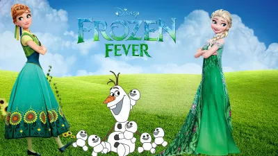 Frozen – Elsa, Anna a malí sněhuláčci na louce – obdélníkový jedlý papír na dort