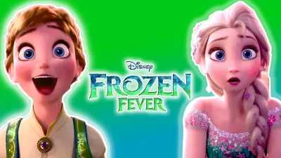 Frozen – Anna a Elsa s nápisem Frozen Fever – obdélníkový jedlý papír na dort